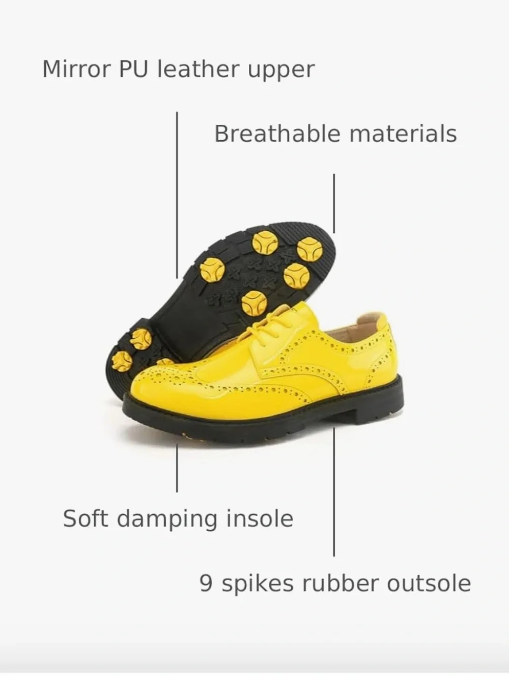 Classic Brogue Lace Up Golf Shoes